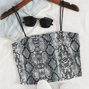 Snakeskin Print Crop Top